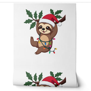 Christmas Lights Sloth Wearing Xmas Hat - Sloth Lo Wallpaper
