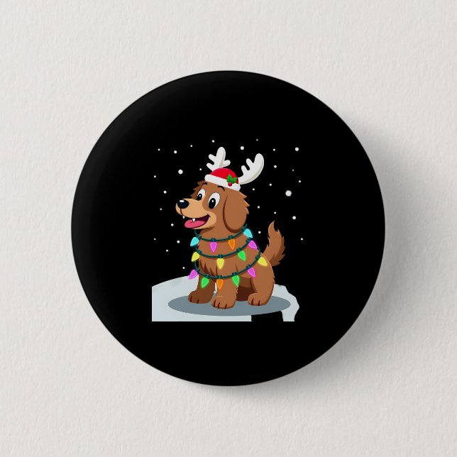 Christmas Lights Soft Coated Wheaten Terrier Dog T 2 Inch Round Button (Front)