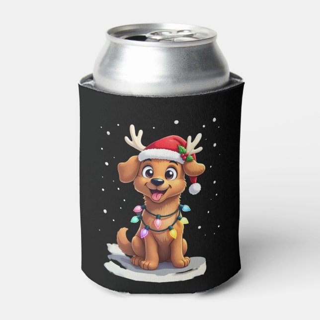 Christmas Lights Soft Coated Wheaten Terrier Dog T Can Cooler (Can Front)