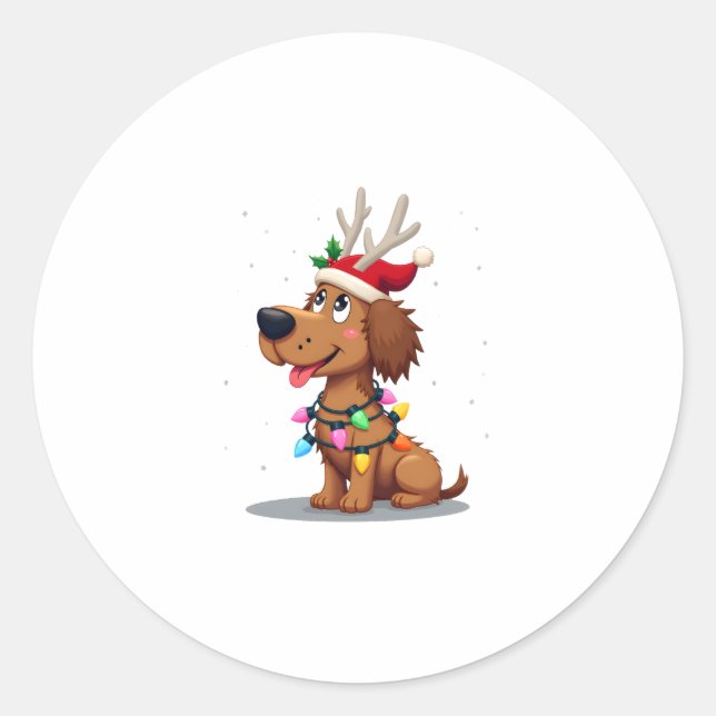 Christmas Lights Soft Coated Wheaten Terrier Dog T Classic Round Sticker (Front)