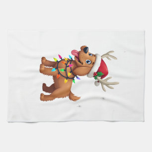 Christmas Lights Soft Coated Wheaten Terrier Dog T Kitchen Towel