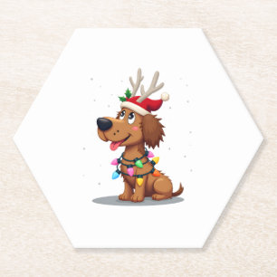 Christmas Lights Soft Coated Wheaten Terrier Dog T Paper Coaster