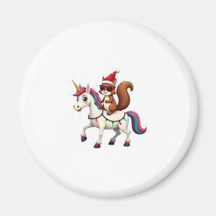 Christmas Lights Squirrel Riding Unicorn T-Shirt ( Magnet