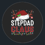 Christmas Lights Stepdad Claus Family Matching Xma Classic Round Sticker<br><div class="desc">Christmas Lights Stepdad Claus Family Matching Xmas Pajama</div>