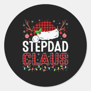 Christmas Lights Stepdad Claus Family Matching Xma Classic Round Sticker