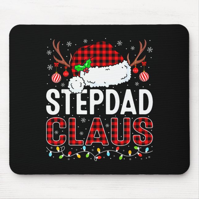 Christmas Lights Stepdad Claus Family Matching Xma Mouse Pad (Front)