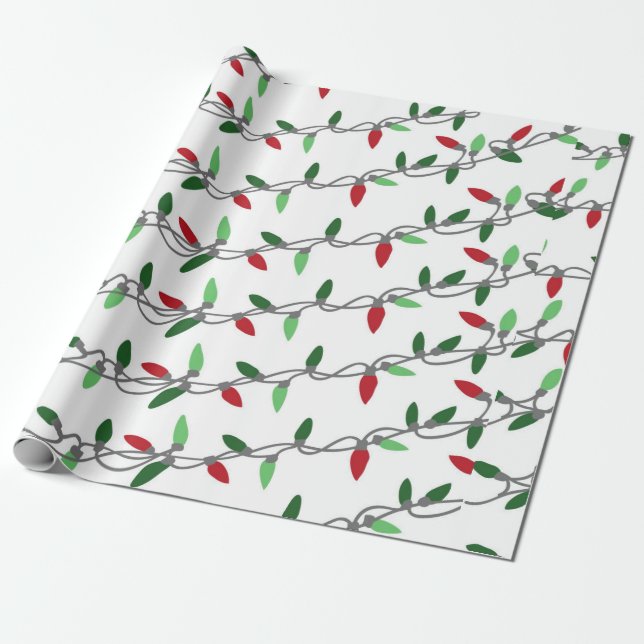 Christmas Lights String Gift Wrapping Paper (Unrolled)