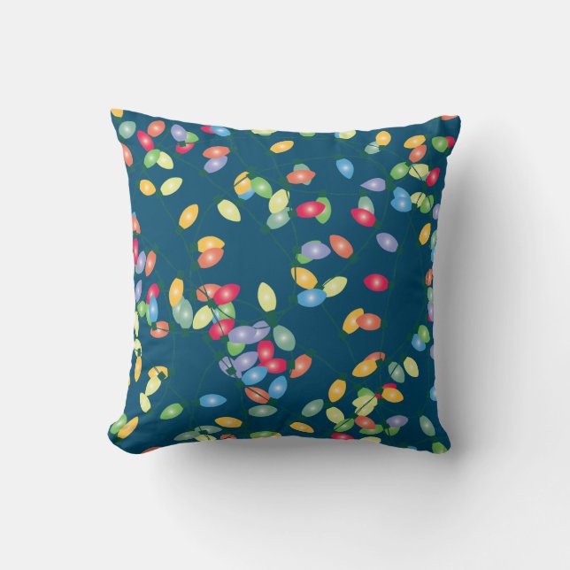 Christmas Lights Tangle Throw Pillow (Front)