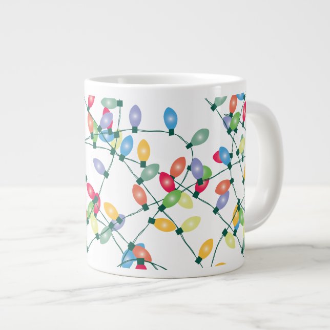 Christmas Lights Tangled Large Coffee Mug (Front Right)