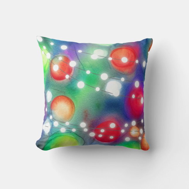 Christmas LIghts Throw Pillow (Front)