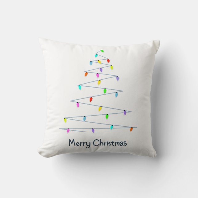 Christmas Lights Tree Throw Pillow (Front)