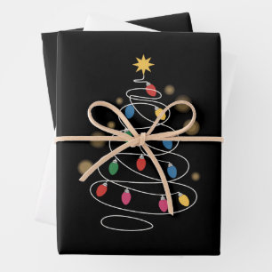 Christmas Lights Tree Wrapping Paper Sheet