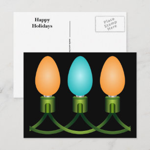 Christmas Lights Trio Orange and Blue Postcard