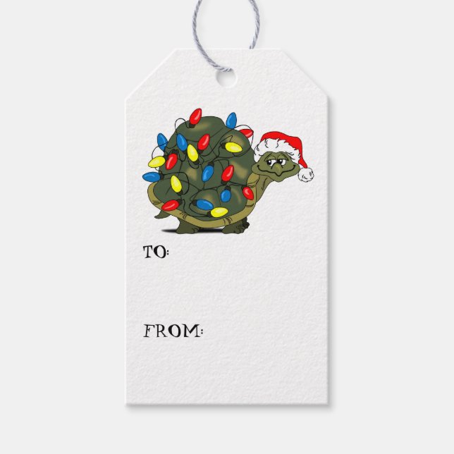 Christmas Lights Turtle Gift Tag (Front)