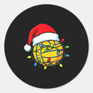 Christmas Lights Water Lo Ball Santa Hat Srt Classic Round Sticker