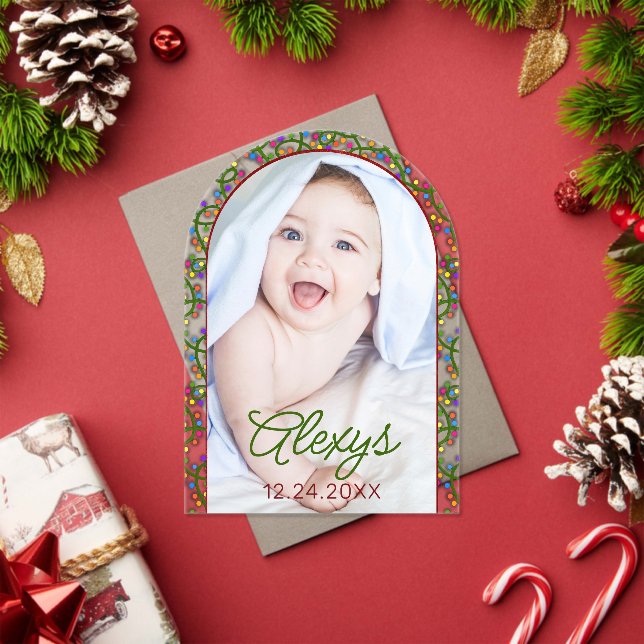   Christmas Lights Winter Photo Birth Announcement (Insitu (Holiday))