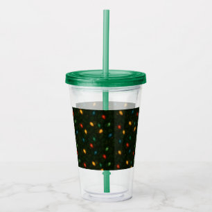 Christmas lights wrapped in holly leaves patterned acrylic tumbler