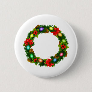 christmas lights wreath 2 inch round button