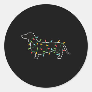 Christmas Lights Xmas Gift For Dog Lover Dachshund Classic Round Sticker