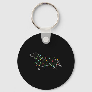 Christmas Lights Xmas Gift For Dog Lover Dachshund Keychain