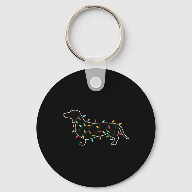 Christmas Lights Xmas Gift For Dog Lover Dachshund Keychain (Front)