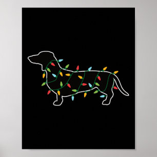 Christmas Lights Xmas Gift For Dog Lover Dachshund Poster