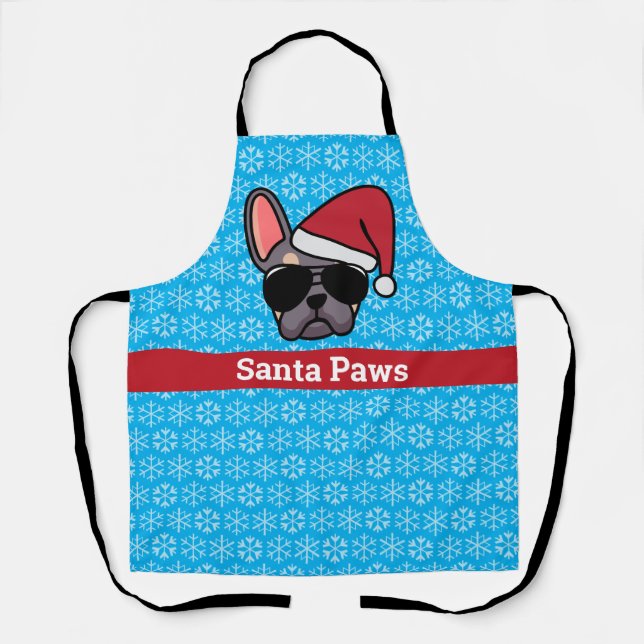 Christmas Lilac Tan French Bulldog Apron (Front)
