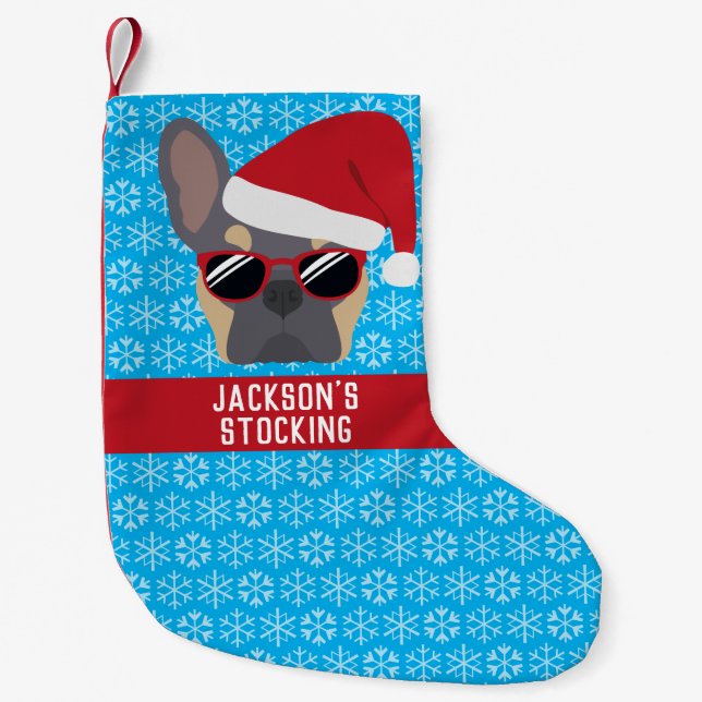 Christmas Lilac Tan French Bulldog Small Christmas Stocking (Front)