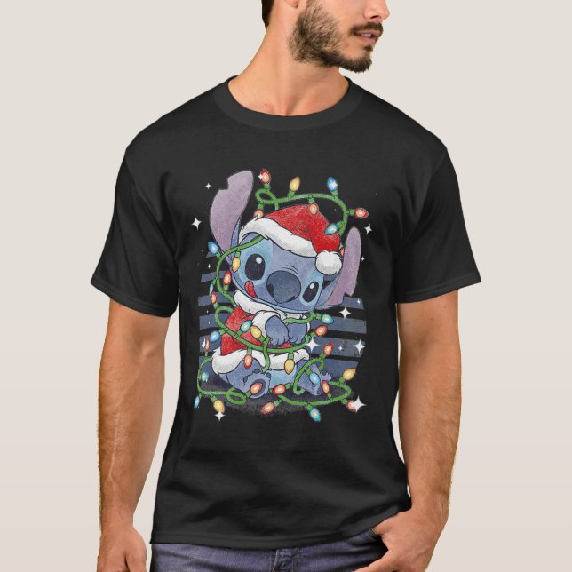 Christmas Lilo and Stitch Christmas Lights  Classi T-Shirt (Front)