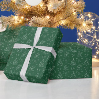 Christmas Line Art  Wrapping Paper Roll 
