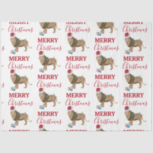 Christmas Lion Funny Animal with Santa Hat Tissue Paper