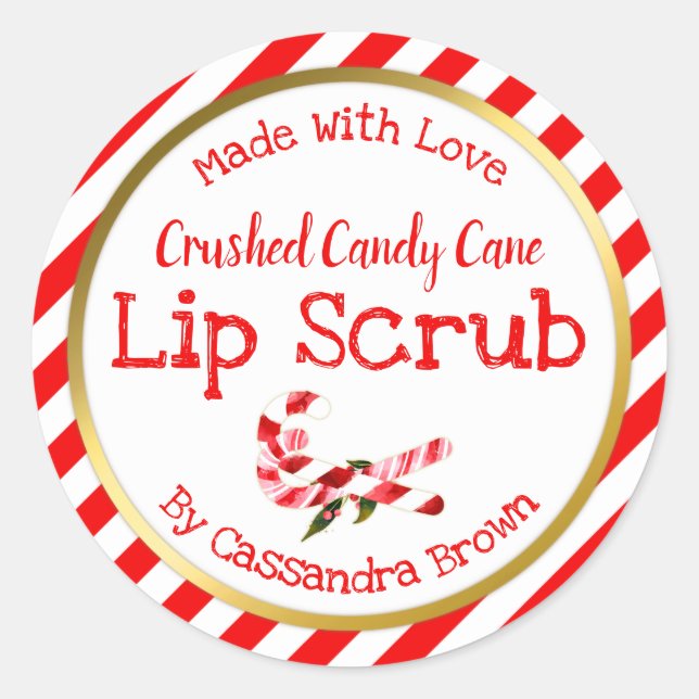 Christmas Lip Scrub Customizable Handmade DIY Classic Round Sticker (Front)