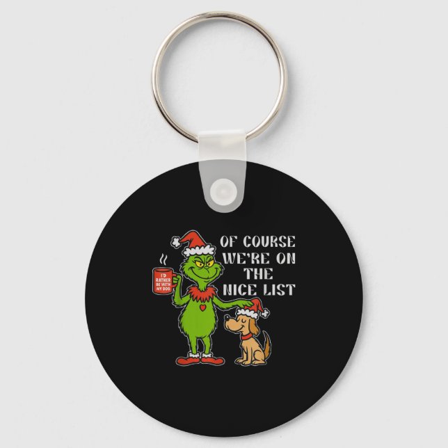 Christmas List Santa, Funny Nice List Gift For Dog Keychain (Front)