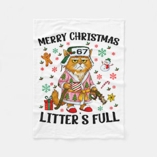 Christmas Litter’s Full 67 Xmas Funny Kitty Gift C Fleece Blanket