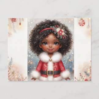 Christmas Little Girl In Santa Dress Holiday Postcard