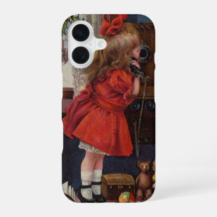 Christmas Little Girl Telephone Antique iPhone 16 Case