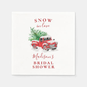 Christmas Little Red Truck Bridal Shower Napkin
