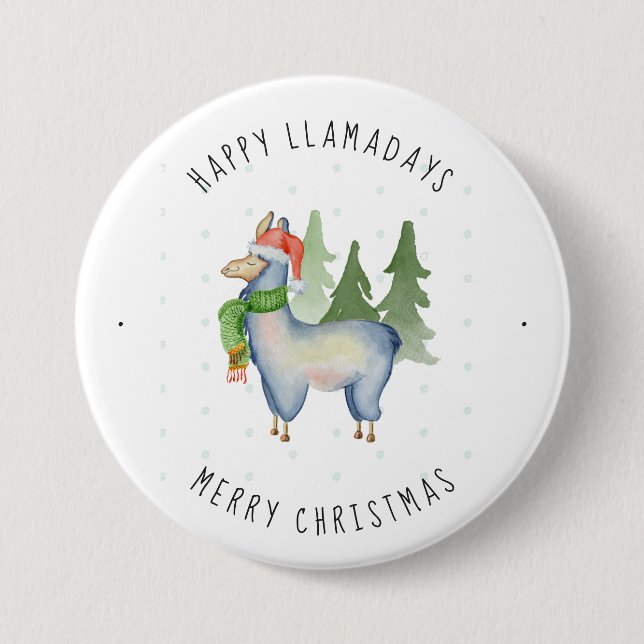 Christmas Llama 3 Inch Round Button (Front)