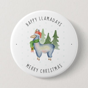 Christmas Llama 3 Inch Round Button