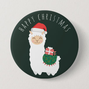 Christmas Llama 3 Inch Round Button