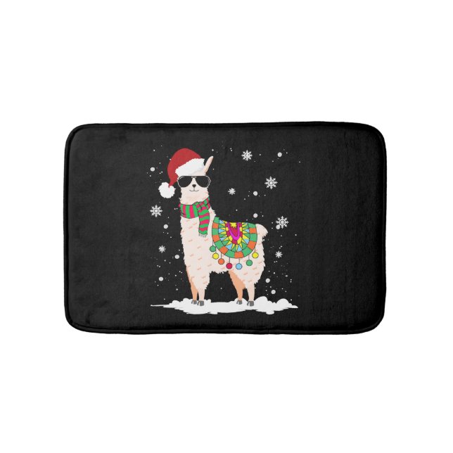 Christmas Llama - Alpaca Christmas Bath Mat (Front)