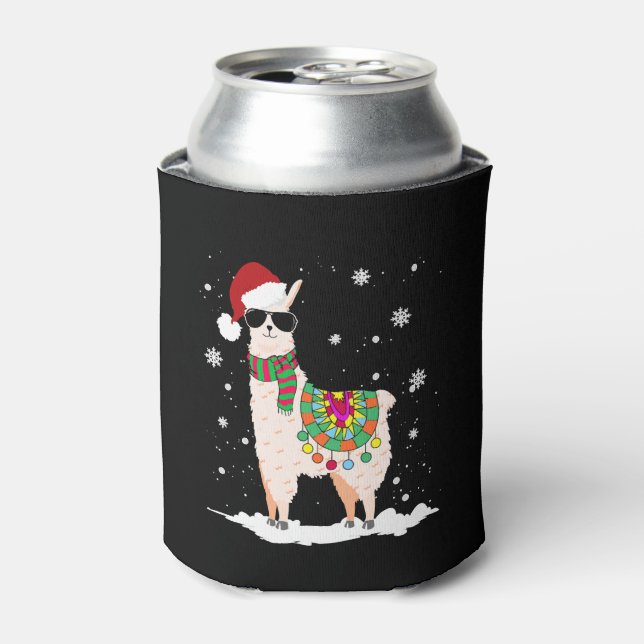 Christmas Llama - Alpaca Christmas Can Cooler (Can Front)