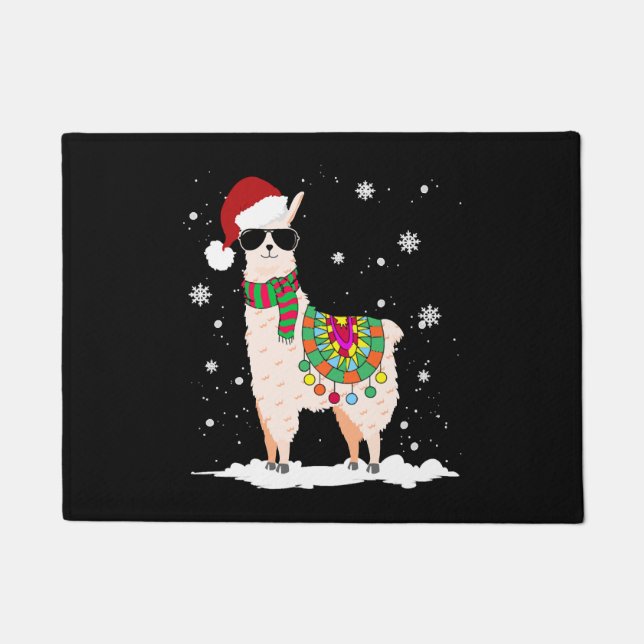 Christmas Llama - Alpaca Christmas Doormat (Front)