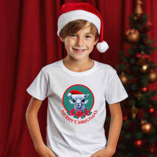 Christmas Llama And Wreath With Text Boy's T-Shirt