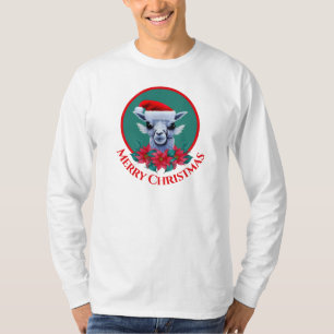 Christmas Llama And Wreath With Text Men's T-Shirt