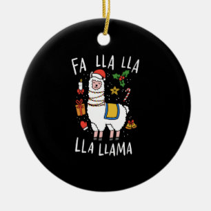 Christmas Llama Ceramic Ornament