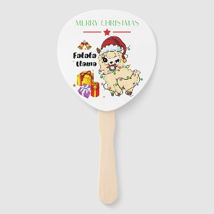 Christmas Llama Hand Fan