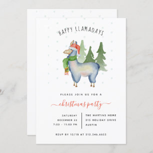 Christmas Llama   Holiday Party Invitation