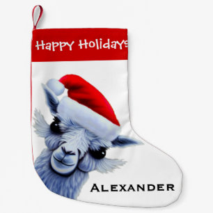 Christmas Llama In Santa Hat Small Christmas Stock Stocking