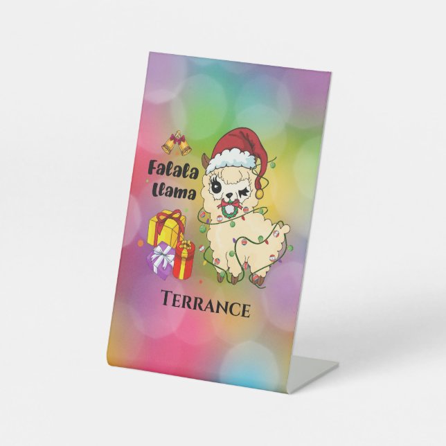 Christmas Llama Pedestal Sign (Front)